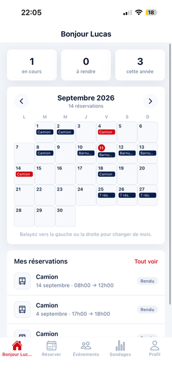 L'écran d'accueil de ResAmicale sur un téléphone
